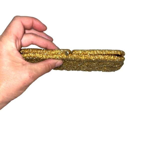 Handmade For Broadway Womens Clutch Purse Gold Beaded Vintage Rope Chain Handle - Picture 3 of 15